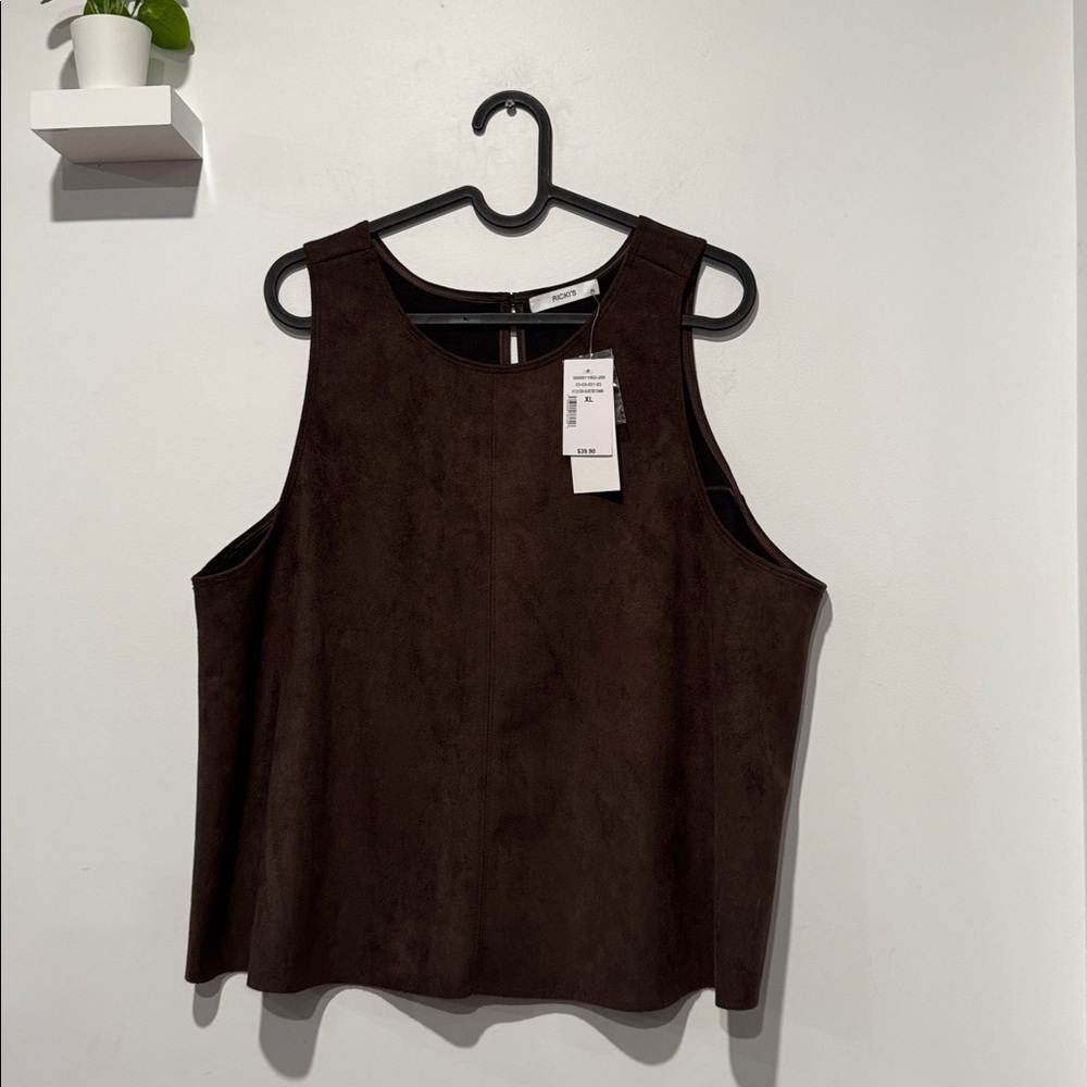 Ricki's Dark Brown Faux Suede Tank Top - Picture 2 of 6